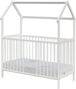 Dětská postýlka domeček Rika s vyndavacími příčkami borovice bílá 120 x 60 cm Scarlett 