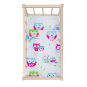 Dřevěná postýlka-kolébka pro panenky s povlečením owl Baby Mix