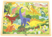 Dřevěné puzzle 48 dílků Viga - dinosauři