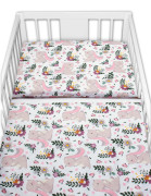 3-dílná sada Mantinel s povlečením Králíček na louce růžová/bílá Baby Nellys