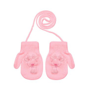 Pletené zimní rukavice se šňůrkou sobík 9 - 12 měsíců