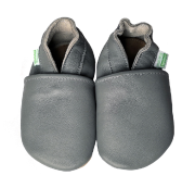 Kožené capáčky Barefoot Vel. L (12-18 měs.) Hopi Hop TMAVĚ ŠEDÉ