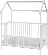 Dětská postýlka domeček Rika s vyndavacími příčkami borovice bílá 120 x 60 cm Scarlett 