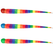 Míček měkký s dlouhým ocáskem látka 100 cm duhový 