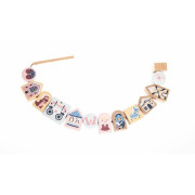 Navlékací pohádka - navlékací set - 13 dřevěných dílů a 8 předloh Cubika