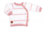Pletená sada pro miminko s jemným proužkem 3dílná lux růžová - bílá Baby Nellys