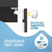 Magnetické zámky bílé na skříně a zásuvky sada 4 ks + 1x magnetický klíč Sipo