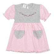 Kojenecké šatičky s krátkým rukávem New Baby Summer dress růžovo-šedé