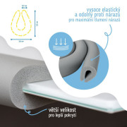 Ochranná páska pěnová šedá pro ochranu hran a rohů skleněného nábytku 1 ks (2 m) Sipo