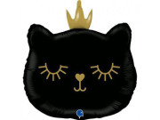 Fóliový balónek Kočka princezna černá hlava 26"/66 cm