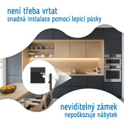 Magnetické zámky bílé na skříně a zásuvky sada 4 ks + 1x magnetický klíč Sipo