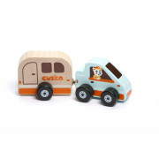Auto s karavanem - dřevěná hračka s magnetem Cubika