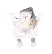 Dárková sada Plyšový muchláček medvídek s čepičkou šedý 25 cm Doudou