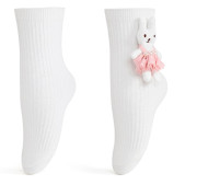 Bílé ponožky s aplikací zajíčka v šatech Vel. 23-29