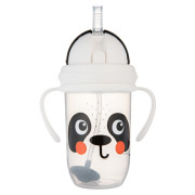 Hrneček nevylévací se slámkou a závažím BabiesBoo 270 ml panda Canpol babies