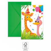 EKO Pozvánky a obálky Džungle balónky 6 ks