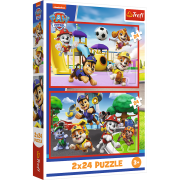 Puzzle Psí den zábavy 2 v 1 Tlapková patrola 2 x 24 dílků