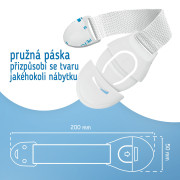 Bezpečnostní zámek (pásek) na skříňky a zásvuky, sada 10 ks textilní-bílá Sipo