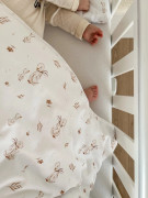 Dětské povlečení do postýlky 100 x 135 cm bavlněný satén Husy Infantilo