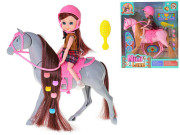 Panenka jezdkyně 16 cm s koněm a doplňky