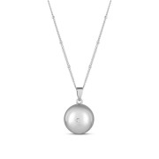 Těhotenský šperk bola Grace hladká stříbrná s bílým kamínkem + řetízek Moniel