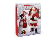 Vánoční dárková taška s glitry 32 x 26 x 10 cm Santa 2