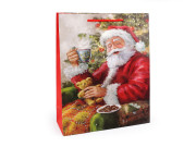 Vánoční dárková taška s glitry 32 x 26 x 10 cm Santa 3