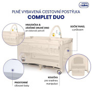 Complet duo cestovní postýlka s druhým dnem a hrazdičkou Asalvo