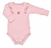 Žebrovaná rostoucí souprava 3D Baby Girl Pudrově růžová
