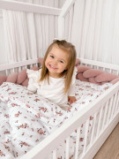 Dětské povlečení do postýlky 100 x 135 cm bavlněný satén Růžové květy Infantilo 