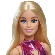 Barbie modelka - lesklé šaty se srdíčkem 