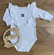 Rostoucí body Nature s dlouhým rukávem a volánky bílé Baby Nellys