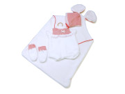 Obleček pro panenku miminko New Born velikosti 40-42 cm Llorens 3dílny červený