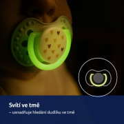 Dudlík svítící silikonový dynamický 2 ks Teddy Love 6 - 18 m Lovi