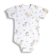 Rostoucí bodyčko zavinovací s krátkým rukávem Unicorn bílé Esito