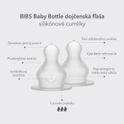 Silikonové dudlíky na kojeneckou láhev Bibs
