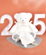 Dárková sada Plyšový medvídek s dečkou 30 cm šedý Doudou