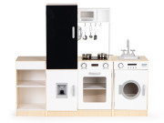 Dětská dřevěná kuchyňka s oddělenými segmenty, tabulí a LED osvětlením XXL