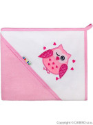 Dětská osuška 80x80 Akuku růžová se sovou