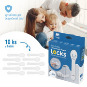 Bezpečnostní zámek (pásek) na skříňky a zásvuky, sada 10 ks textilní-bílá Sipo