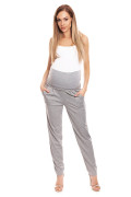 Těhotenské kalhoty s pružným, vysokým pásem Šedé