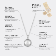 Těhotenský šperk bola Grace hladká stříbrná s bílým kamínkem + řetízek Moniel