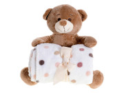 Medvídek plyšový 25 cm sedící s dečkou 90 x 75cm 