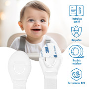 Bezpečnostní zámek (pásek) na skříňky a zásvuky, sada 10 ks textilní-bílá Sipo