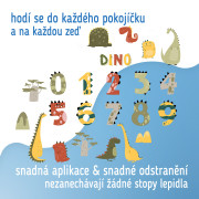 Nástěnné samolepky do dětského pokoje, Dino Numbers Sipo