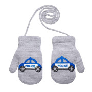 Zimní palcové zapletené rukavičky se šňůrkou policie 2 - 3 roky