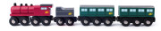 Parní lokomotiva s uhlím a osobními vagony