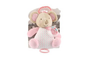 Myš chrastítko plyš závěs na postýlku/kočárek hrací strojek růžová 