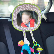 Zrcadlo dětské do auta s praktickými úchyty na hračky žirafka 0 m+