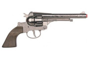 Kovbojská sada kovový revolver + šerifská hvězda 12 ran